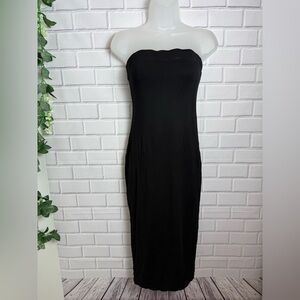DNA Couture Black Strapless Body on Midi Dress Size L